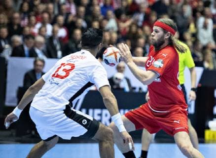 Mikkel Hansen of Denmark during the mens IHF Handball World Championship Group C match between Denmark and Tunisia in Herning Denmark Saturday Jan 12 2019 Herning Jutland Denmark, detectedSourceLanguage  Copyright: HenningxBagger HenningxBaggerx COP101 spdk20190112-222830-L
