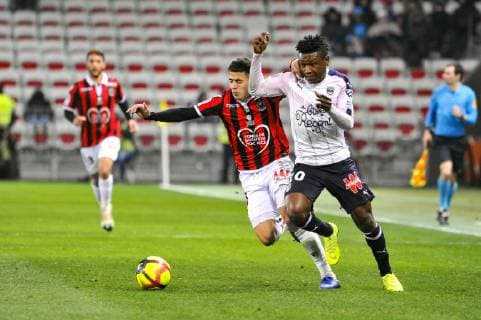 Youcef Atal (OGC Nice) - Samuel Kalu Ojim (Bordeaux) FOOTBALL : OGC Nice vs Bordeaux FC - Ligue 1 Conforama - Nice - 12 01 2019 NorbertScanella Panoramic 