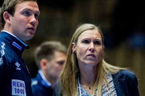 190112 Sander Sagosen of Norway and Heidi Tjugum after the IHF World Handball Championship match between Norway and Saudi Arabia on January 12 2019 in Herning Photo Jon Olav Nesvold BILDBYRAN code JE 160396, detectedSourceLanguage  Copyright: JONxOLAVxNESVOLD BB190112JE185