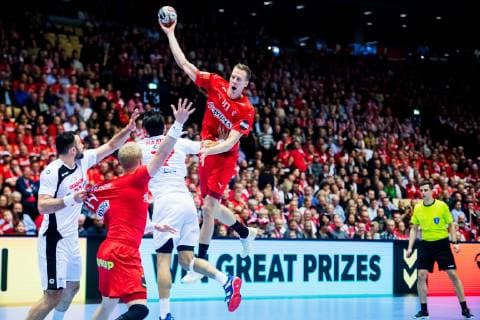 190112 Nikolaj R B Markussen of Denmark during the IHF World Handball Championship match between Denmark and Tunisia on January 12 2019 in Herning Photo Jon Olav Nesvold BILDBYRAN code JE 160397, detectedSourceLanguage  Copyright: JONxOLAVxNESVOLD BB190112JE272