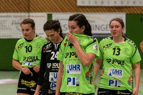 Merle Carstensen TSV Nord Harrislee 10 Sophie Fasold TSV Nord Harrislee 24 Hanna Klingenberg TSV Nord Harrislee 44 Ann Karolin Lache TSV Nord Harrislee 13 Frustration after defeat SG H2Ku Herrenberg Kuties vs TSV Nord Harrislee Handball 2 Bundesliga Women HBF Season 18 19 12 01 2019 SG H2Ku Herrenberg Kuties vs TSV Nord Harrislee Handball 2 Bundesliga Women HBF Season 18 19 12 01 2019 Mens HBF Season 18 19 12 01 2019 Women HBF Season 18 19 12 01 2019 Women Copyright: xEIBNER WolfgangxFrankx EP_WFK