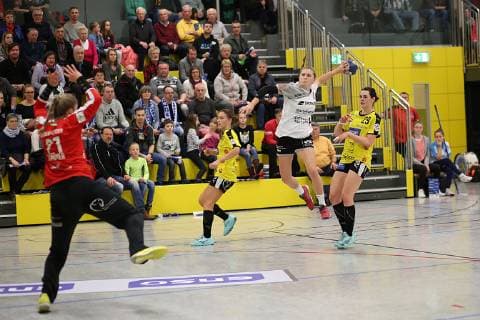 Nina Fischer TG Nuertingen gets free to throw handball women HC Roedertal TG Nuertingen 2 league 12 01 2019 Grossroehrsdorf Copyright: xEIBNER Skomudekx ep_eer