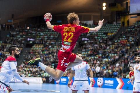 Munich Germany 13 January 2019 World Cup 2019 Men Group B Macedonia vs. Bahrain Goce Georgievski Macedonia Munich Olympic Hall Bayern Germany