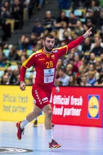 Munich Germany 13 January 2019 World Cup 2019 Men Group B Macedonia vs. Bahrain Martin Popovski Macedonia Munich Olympic Hall Bayern Germany