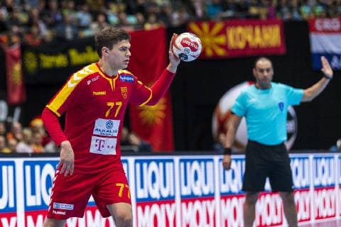Munich Germany 13 January 2019 WM 2019 Men Group B Macedonia vs. Bahrain Martin Serafimov Macedonia Munich Olympic Hall Bayern Germany