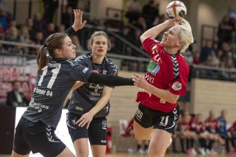 Sophie Lütke SV Union Halle the most striking Wildcats player in the quarter finals SV Union Halle Neustadt Wildcats vs Bayer 04 Leverkusen Handball DHB Cup Season 2018 2019 Copyright xVIADATAx xHolgerxJohnx Halle Saale Sachsen Anhalt Germany