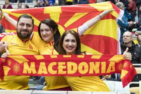 Handball WM 19 preliminary round Group B encounter Macedonia Bahrain Olympic Hall Munich 13 01 2019 picture Macedonian fans Â