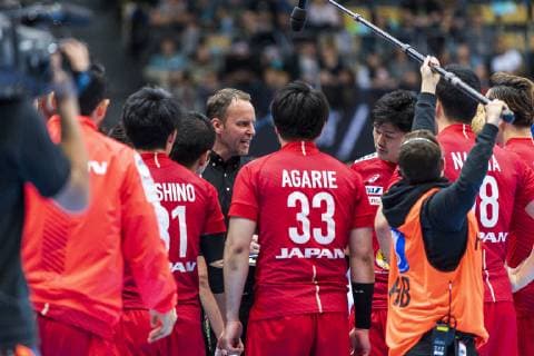 Munich Germany 13 January 2019 World Cup 2019 Men Group B Croatia vs Japan Coach Dagur Sigurdsson Japan in time-out Munich Olympic Hall Bayern Germany