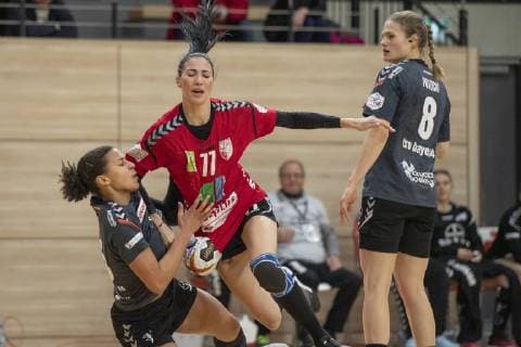Viktoria Divak SV Union Halle wins quarter final SV Union Halle Neustadt Wildcats vs Bayer 04 Leverkusen Handball DHB Cup Season 2018 2019 Copyright xVIADATAx xHolgerxJohnx Halle Saale Sachsen Anhalt Germany
