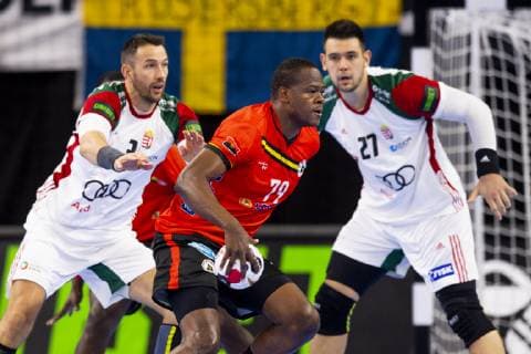 190113 Edvaldo Ferreira of Angola during the IHF World Handball Championship match between Hungary and Angola on January 13 2019 in Copenhagen Photo Ludvig Thunman BILDBYR u0081N kod LT 35576, detectedSourceLanguage  Copyright: LUDVIGxTHUNMAN BB190113LT011
