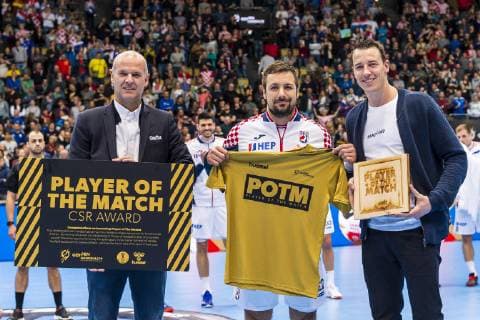 Munich Germany 13 January 2019 WM 2019 Men Group B Croatia vs Japan Zlatko Horvat Croatia Player of the Match Dominik Klein Muenchen Olympiahalle Bayern Germany