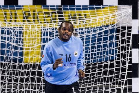 190113 Goalkeeper Giovany Muachissengue of Angola during the IHF World Handball Championship match between Hungary and Angola on January 13 2019 in Copenhagen Photo Ludvig Thunman BILDBYR u0081N kod LT 35576, detectedSourceLanguage  Copyright: LUDVIGxTHUNMAN BB190113LT018