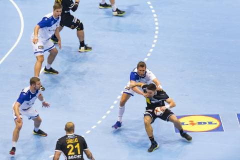 Handball WM 19 preliminary round Group B Encounter Spain Iceland Olympic Hall Munich 13 01 2019 Picture Joan Canellas Aron Palmarsson Daniel Thor Ingason Â
