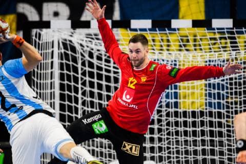190113 Goalkeeper Andreas Palicka of Sweden during the IHF World Handball Championship match between Sweden and Argentina on January 13 2019 in Copenhagen Photo Ludvig Thunman BILDBYR u0081N kod LT 35577, detectedSourceLanguage  Copyright: LUDVIGxTHUNMAN BB190113LT072