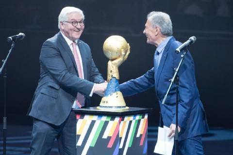 German President Dr Frank Walter STEINMEIER li and IHF President Dr Hassan MOUSTAFA open the World Championship open opening ceremony ceremony handshake gesture gesture preliminary round group A Korea COR Germany GER 19 30 on 10 01 2019 in Berlin Germany Handball World Championship 2019 from 10 01 27 01 2019 in Germany and Denmark Â