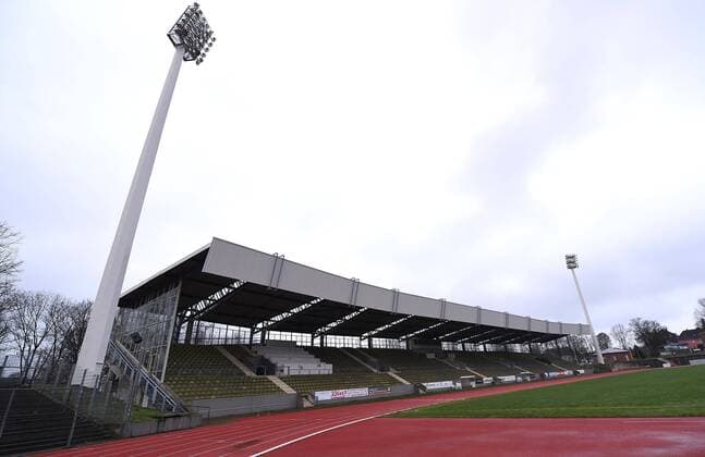 Football Regionalliga Relay West Training kick-off SG Wattenscheid 09 on 11 01 2019 in the Lohrheidestadion in Bochum Main stand Interior view Lohrheidestadion in Bochum xRx