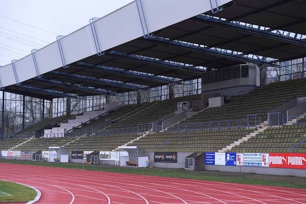 Football Regionalliga Relay West Training kick-off SG Wattenscheid 09 on 11 01 2019 in the Lohrheidestadion in Bochum Main stand Interior view Lohrheidestadion xRx