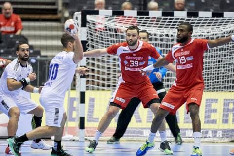 IHF Men s World Championship WM Weltmeisterschaft 2019 Group C handball match. Mohamed Soussi (39) of Tunisia during the men s IHF Handball World Championship Group C match 31 between Tunisia and Chile at the Jyske Bank Boxen arena in Herning Denmark on Monday January 14, 2019. Denmark 