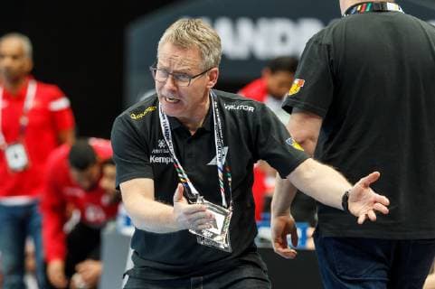 Munich Germany 14 01 2019 IHF Handball WM 2019 Group B Iceland Bahrain Coach Guomundur Guomundsson ISL gesticulated gesticulation DeFodi048