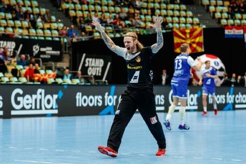 Munich Germany 14 01 2019 IHF Handball WM 2019 Group B Iceland Bahrain Goalkeeper Bjoergvin Pall Gustavsson ISL gesticulated gesticulation DeFodi048
