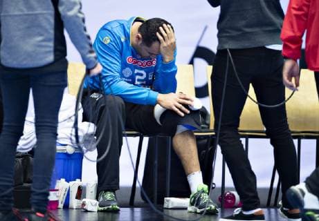 Goalkeeper Marouen Maggaiz of Tunisia in pain after the men s IHF Handball World Championship Group C match between Tunisia and Chile in Herning Denmark on Monday Jan 14 2019 Herning Jylland, detectedSourceLanguage  Copyright: HenningxBagger HenningxBaggerx COP109 spdk20190114-174529-L