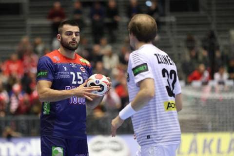 26th Mens Handball World Championship Norway vs Austria 14 01 19 Eivind Tangen Norway 25 vs Gerald Zeiner Austria 32 xmmkx