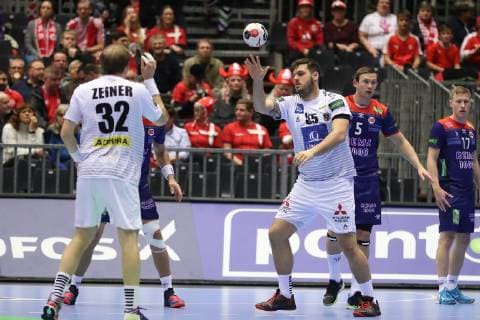 26th Mens Handball World Championship Norway vs Austria 14 01 19 Tobias Wagner Austria 55 and Gerald Zeiner Austria 32 xmmkx