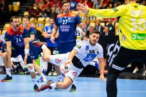 190114 Tobias Wagner of Austria during the IHF World Handball Championship match between Norway and Austria on January 14 2019 in Herning Photo Jon Olav Nesvold BILDBYR u0081N kod JE 160400, detectedSourceLanguage  Copyright: JONxOLAVxNESVOLD BB190114JE072