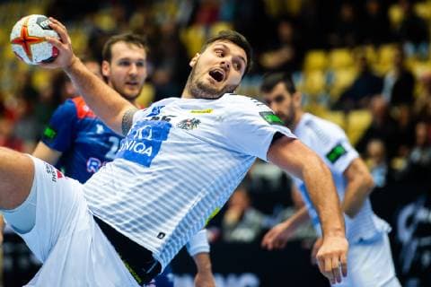 190114 Tobias Wagner of Austria during the IHF World Handball Championship match between Norway and Austria on January 14 2019 in Herning Photo Jon Olav Nesvold BILDBYR u0081N kod JE 160400, detectedSourceLanguage  Copyright: JONxOLAVxNESVOLD BB190114JE073