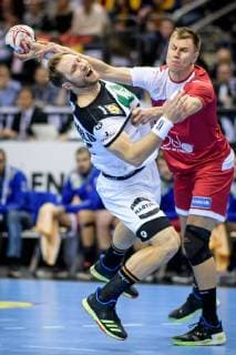 Germany vs Russia Handball World Championship 2019 14 01 2019 Steffen Weinhold GER 17 and Daniil Shishkarev RUS 6 at the match between Russia and Germany at the Handball World Championship in Berlin on 14 01 2019 Berlin BER Germany Mercedes Benz Arena