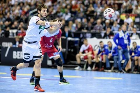 Germany vs Russia Handball World Championship 2019 14 01 2019 Uwe Gensheimer GER 3 a seven meter match between Russia and Germany at the Handball World Championship in Berlin on 14 01 2019 Berlin BER Germany Mercedes Benz Arena