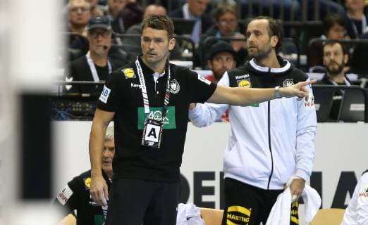 Coach Christian Prokop Germany and Silvio Heinevetter Germany at the match Russia vs. Germany of the Handball World Championship 2019 of the Men on 14 01 2019 in the Mercedes Benz Arena in Berlin Handball World Championship 2019 Group A Germany Russia