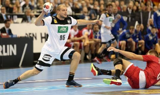 Paul Drux Germany at the match Russia vs. Germany Handball WM 2019 Mens 14 01 2019 in the Mercedes Benz Arena in Berlin Handball WM 2019 Group A Germany Russia