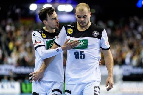 Germany vs Russia Handball World Championship 2019 14 01 2019 Patrick Groetzki GER 24 and Paul Drux GER 95 at the match between Russia and Germany at the Handball World Championship in Berlin on 14 01 2019 Berlin BER Germany Mercedes Benz Arena