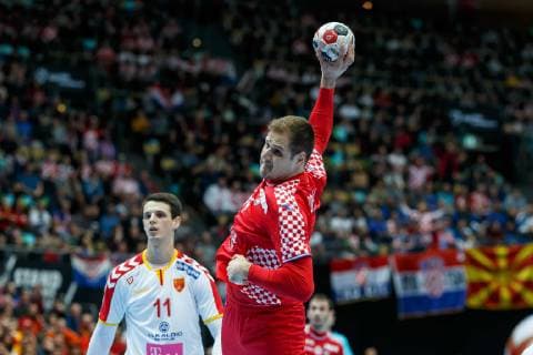 Munich Germany 14 01 2019 IHF Handball WM 2019 Group B Croatia Macedonia Kresimir Kozina CRO in action DeFodi048