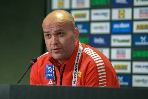 HANDBALL - IHF WC, NOR vs AUT HERNING,DENMARK,14.JAN.19 - HANDBALL - IHF Men s World Championships, international match Länderspiel Norway vs Austria, press conference PK Pressekonferenz Image shows head coach Patrekur Johannesson (AUT). GEPAxpictures xOliverxLerch