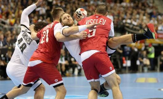 Steffen Weinhold Germany struggles through the Russian defense in the match Russia against Germany of the Handball World Championship 2019 of the men on 14 01 2019 in the Mercedes Benz Arena in Berlin Handball World Championship 2019 Group A Germany Russia Russia