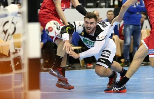Jannik Kohlbacher Germany fights its way out of the match between Russia and Germany in the mens Handball World Championship 2019 on 14 01 2019 in the Mercedes Benz Arena in Berlin Handball World Cup 2019 Group A Germany Russia