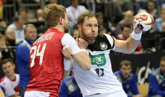 Steffen Weinhold Germany struggles through the Russian defense in the match Russia against Germany of the Handball World Championship 2019 of the men on 14 01 2019 in the Mercedes Benz Arena in Berlin Handball World Championship 2019 Group A Germany Russia Russia