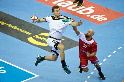 Handball Berlin 14 01 2019 World Championships 2019 Mens World Championships Group A Russia RUS Germany GER Fabian Böhm Germany No 38 Bohm Boehm DIBIROV Timur Russia No 31