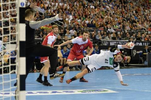 Handball Men World Championship 2019 in Germany and Denmark Group A 3 Matchday Germany Russia TW Victor Kireev Nr 87 Russia Gleb Kalarash Nr 21 Russia Jannik Kohlbacher Nr 48 Germany 14 01 19 Copyright: xMichaelxHundtx xMatthiasxKochx