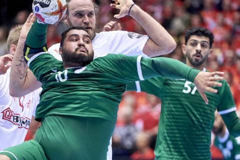 IHF Men s World Championship WM Weltmeisterschaft 2019 Group C handball match. Ali Alibrahim (10) of Saudi Arabia during the men s IHF Handball World Championship Group C match 33 between Denmark and Saudi Arabia at the Jyske Bank Boxen arena in Herning Denmark on Monday January 14, 2019. Denmark 