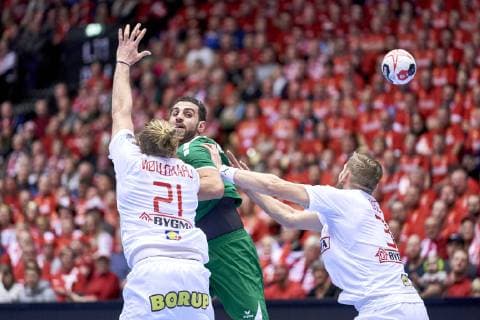 IHF Men s World Championship WM Weltmeisterschaft 2019 Group C handball match. Mojtaba Alsalem (57 of Saudi Arabia during the men s IHF Handball World Championship Group C match 33 between Denmark and Saudi Arabia at the Jyske Bank Boxen arena in Herning Denmark on Monday January 14, 2019. Denmark 