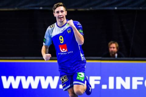 190114 Jerry Tollbring of Sweden celebrates during the IHF World Handball Championship match between Sweden and Angola on January 14 2019 in Copenhagen Photo Ludvig Thunman BILDBYR u0081N kod LT 35578, detectedSourceLanguage  Copyright: LUDVIGxTHUNMAN BB190114LT007
