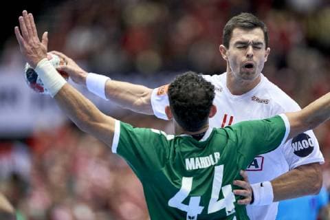 IHF Men s World Championship WM Weltmeisterschaft 2019 Group C handball match. Rasmus Lauge (11) of Denmark during the men s IHF Handball World Championship Group C match 33 between Denmark and Saudi Arabia at the Jyske Bank Boxen arena in Herning Denmark on Monday January 14, 2019. Denmark 