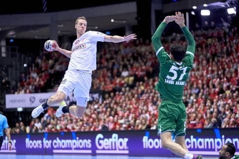 Sport Bilder des Tages IHF Men s World Championship WM Weltmeisterschaft 2019 Group C handball match. Nikolaj Markussen (10) of Denmark during the men s IHF Handball World Championship Group C match 33 between Denmark and Saudi Arabia at the Jyske Bank Boxen arena in Herning Denmark on Monday January 14, 2019. Denmark 