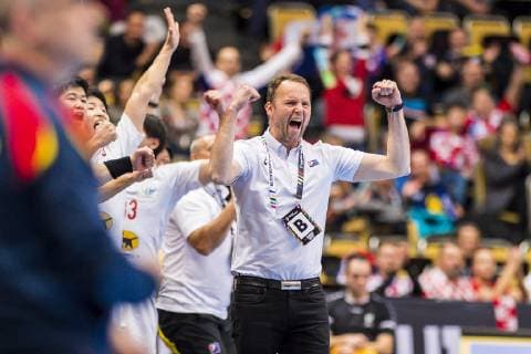 Munich Germany 14 January 2019 World Cup 2019 Men Group B Spain vs. Japan Coach Dagur Sigurdsson Japan Jubel Freude Emotion Munich Olympic Hall Bayern Germany