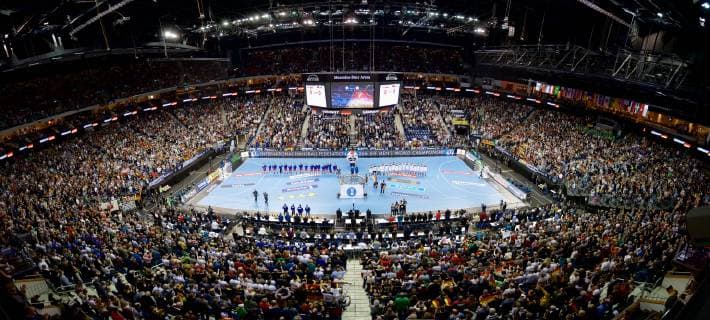 Handball Berlin 14 01 2019 World Championship 2019 Mens World Championship Group A Russia RUS Germany GER Mercedes Benz Arena Sports venue The photo is composed of several photos