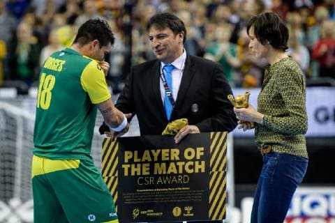 Russia vs. Brazil Handball World Championship 2019 15 01 2019 Felipe Borges BRA 18 will be elected player of the match at the match between Russia and Brazil at the Handball World Championship in Berlin on 15 01 2019 Berlin BER Germany Mercedes Benz Arena