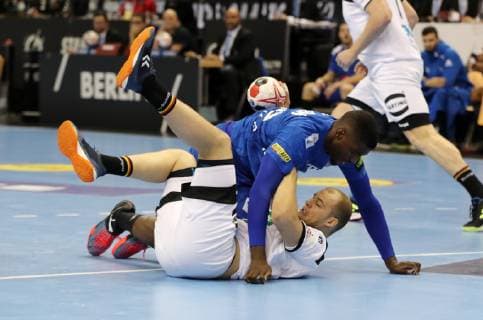Paul Drux Dika Mem action game scene duel sport handball world championship world championship men season 2018 2019 15 01 2019 Germany GER DHB vs France FRA